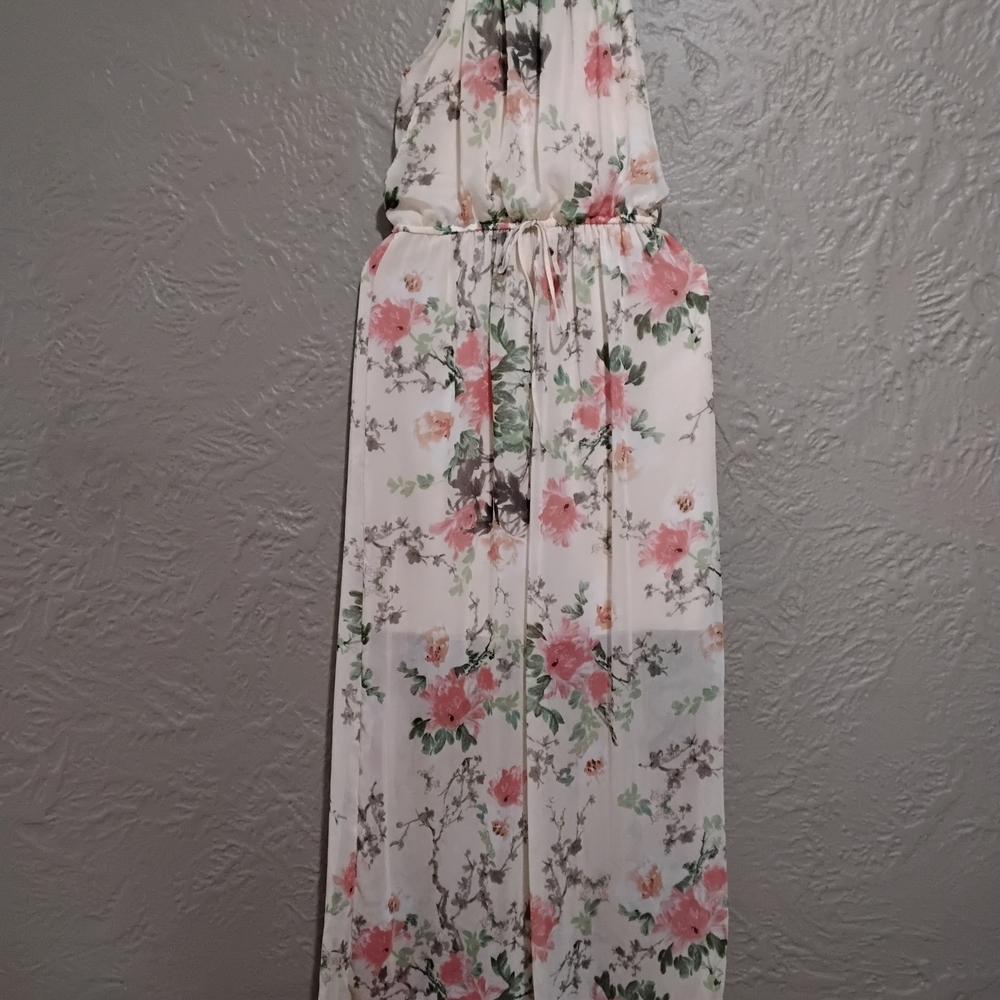 Sweet Storm Wome's Floral Dress with Pink and Green Accentssize L